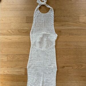 White Crochet Halter Dress Beach Coverup